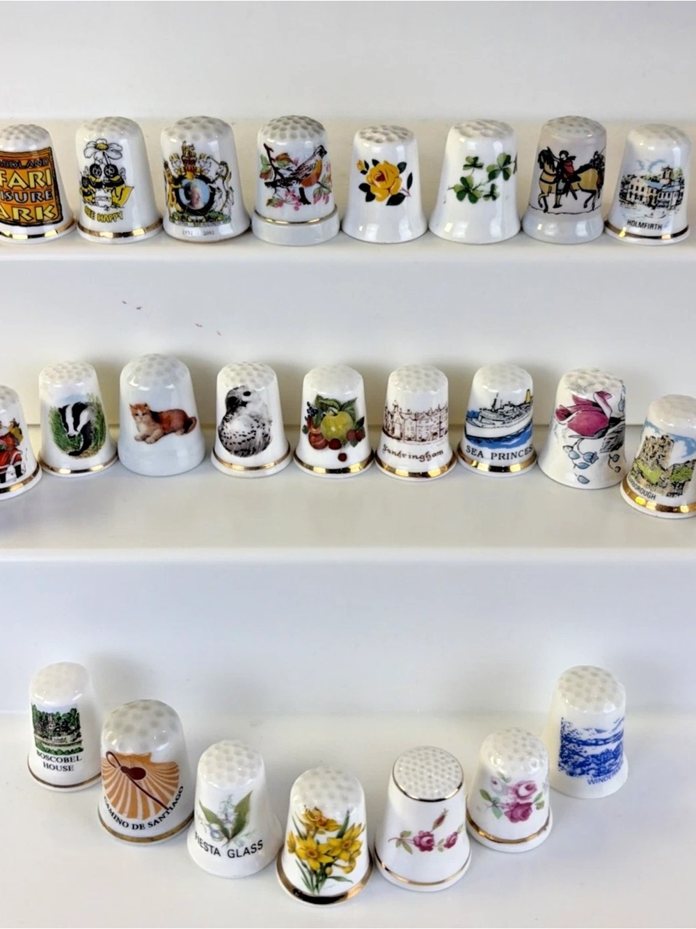 Lot of 26 Porcelain Bone China Thimbles UK Places, Flowers, Birds, Animals More